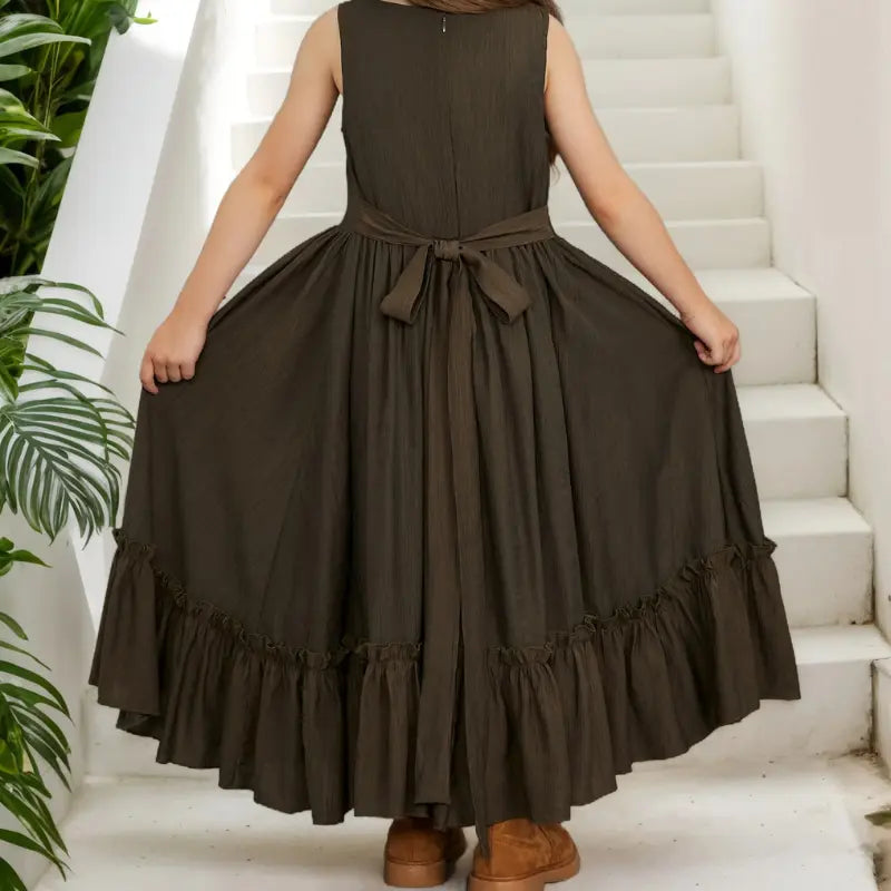 Vestido-longo-Infantil-de-luxo-verde-para-meninas-Vitrine-Plaza