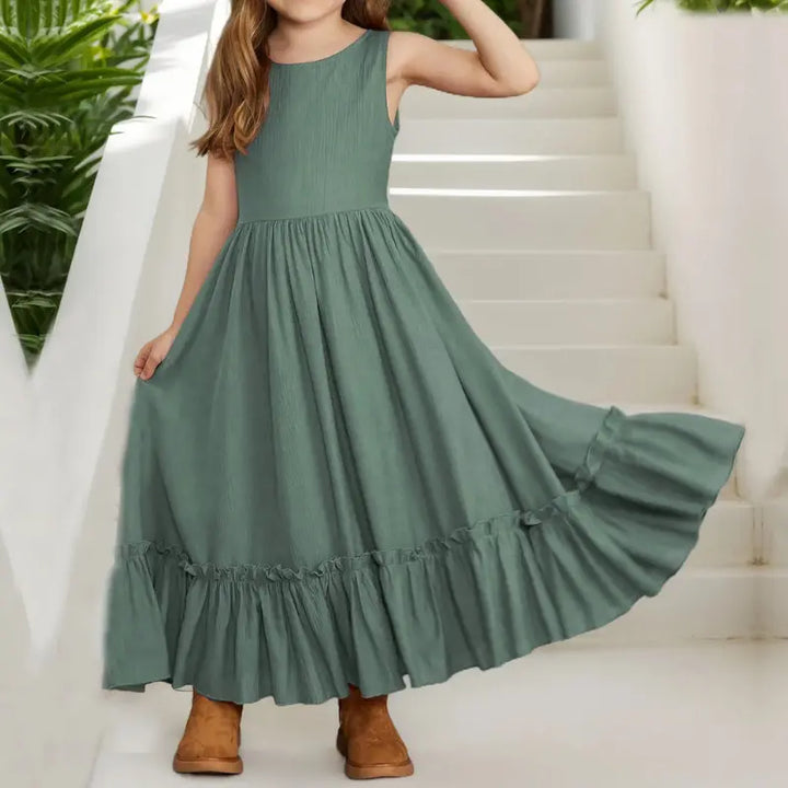 Vestido-longo-Infantil-de-luxo-verde-água-para-meninas-Vitrine-Plaza