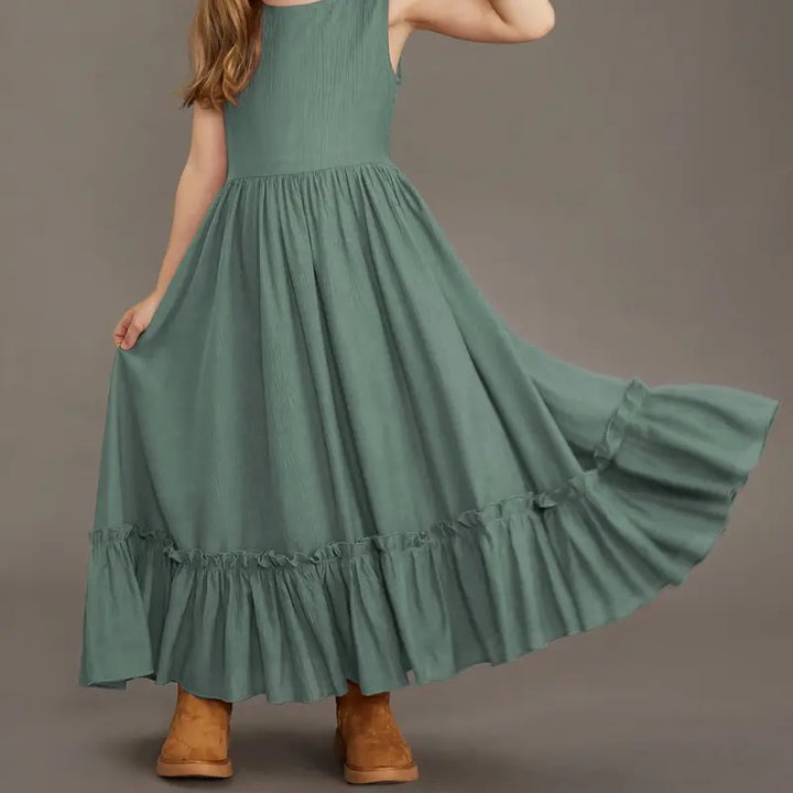 Vestido-longo-Infantil-Lorena-verde-agua-para-meninas-Vitrine-Plaza
