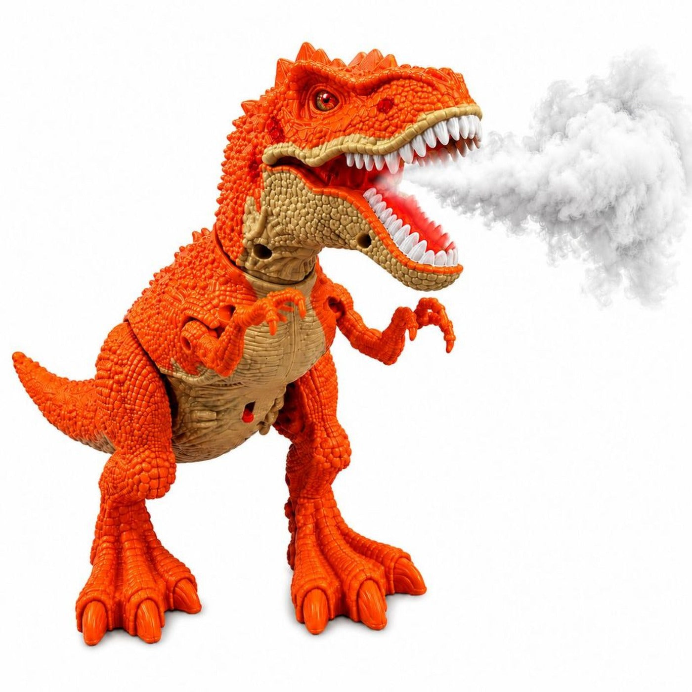 Dinossauro-rex-brinquedo-laranja-com-fumaca-e-dentes-realistas-Vitrine-Plaza