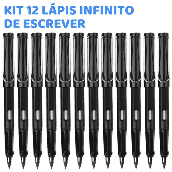 Kit 12 lápis infinitos de escrever pretos 