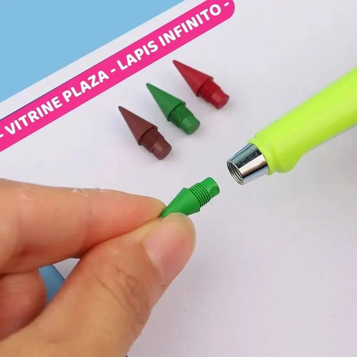 as pontas do Lapis infinito podem ser rosqueadas e trocadas