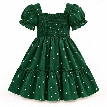 Vestido infantil verde escuro Rayssa de verao para menina Vitrine Plaza